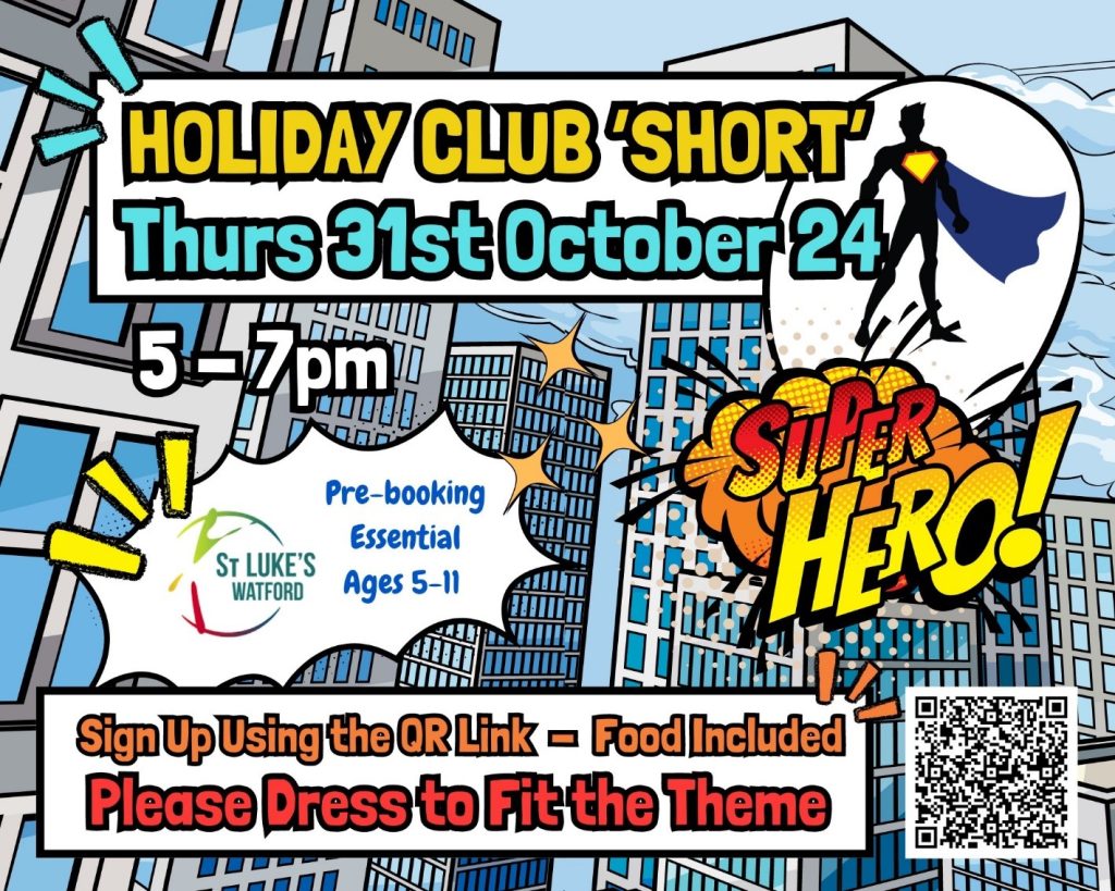 Holiday Club 'Short'
Thursday 31st October 24
5 - 7pm

Please book tickets.